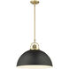 Artistan 1 Light 17.7 inch Vintage Brass/Matte Black Indoor Pendant Ceiling Light